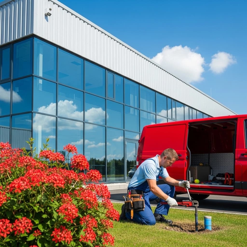 Professional industrial plumber working on large-scale industrial plumbing system in Sydney